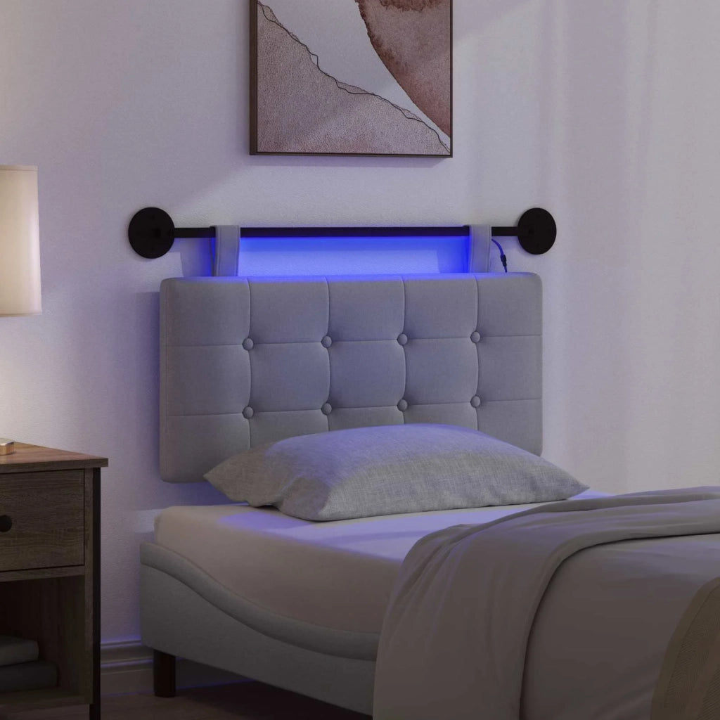 Testiera | Testata sospesa Con luce LED Grigio Chiaro Tessuto