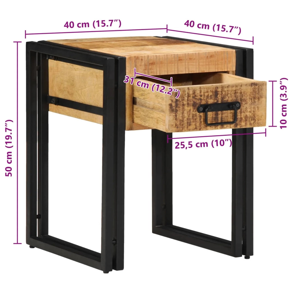 Tavolino Marrone e Nero 40 x 40 x 50 cm Legno di mango massello 4016712