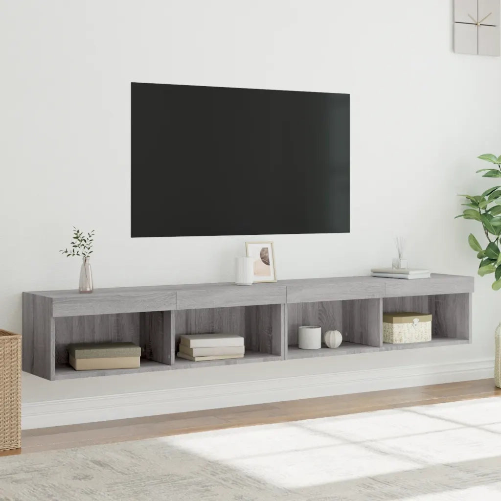 Mobili TV con Luci LED 2pz-Set di 2 Credenza per TV Grigio Sonoma 100x30x30 cm