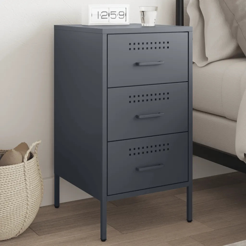 vidaXL Comodino Antracite 36x39x68 cm in Acciaio