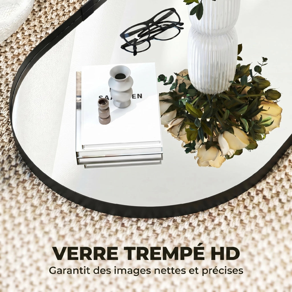 Specchio da Parete 60x90 cm ¨C Xylo ¨C Vetro Temperato Cornice Alluminio Nero