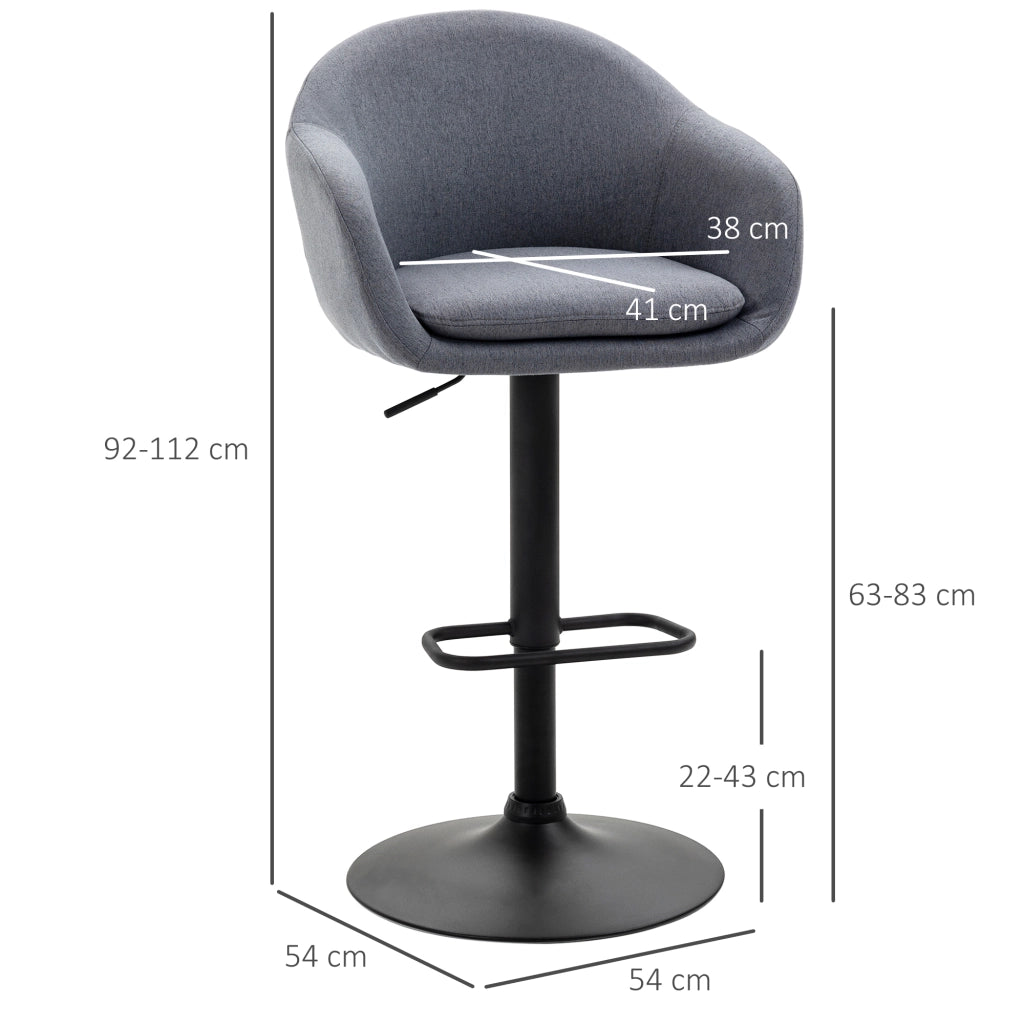 SGABELLO DA BAR regolabile in altezza 54x54x112 cm grigio scuro
