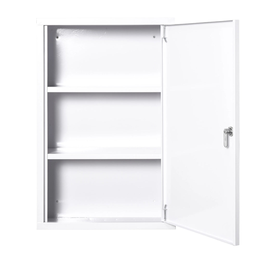 Armadio da muro in metallo con 3 ripiani e chiusura a chiave ¨C zephmum ¨C bianco 40x18x60 cm
