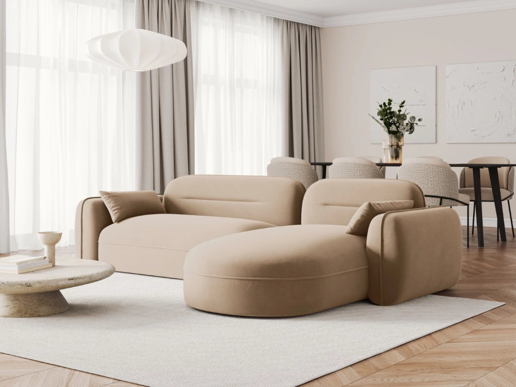 Cosmopolitan Design - Divano angolare modulare destro "Sydney" 4 posti in velluto sabbia 