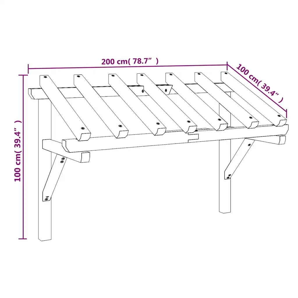 Tettoia per Porta d'Ingresso 200x100x100 cm in Legno di Pino
