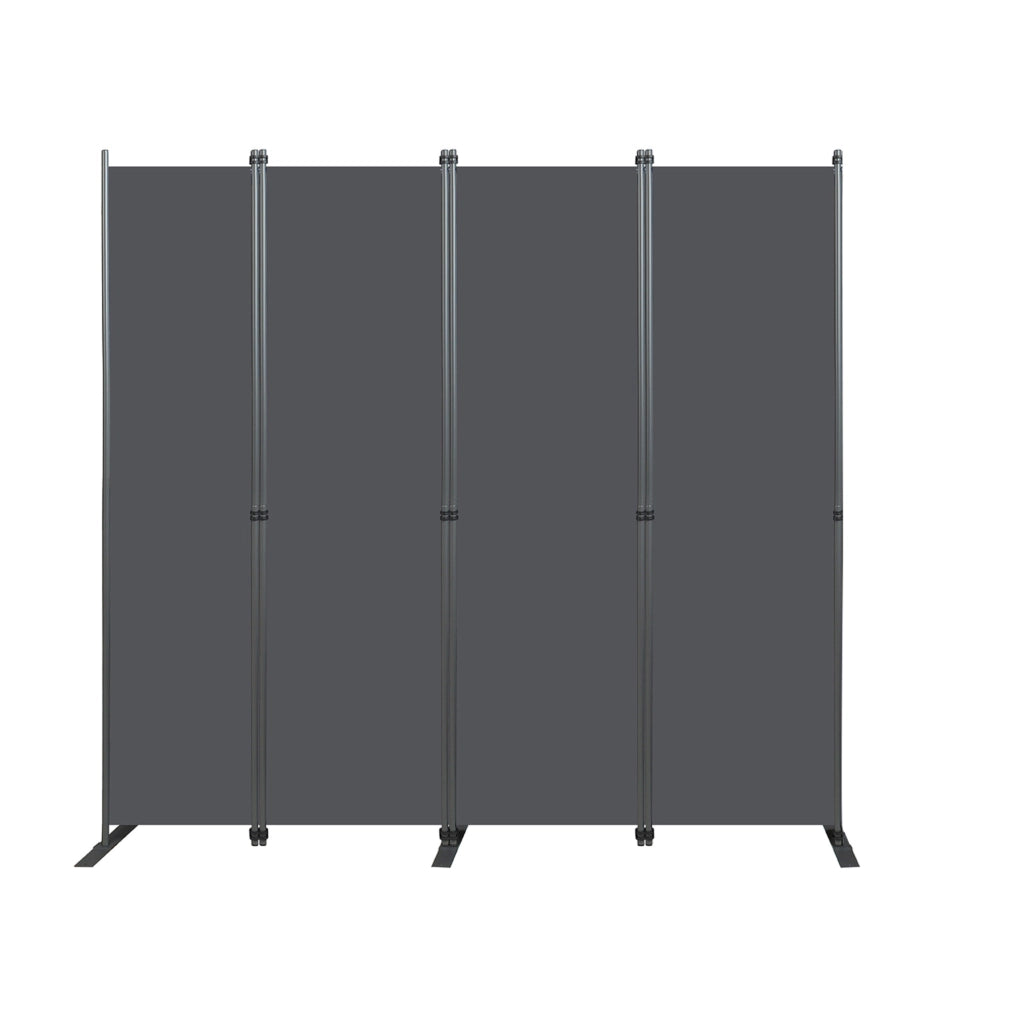 Paravento 204x180 cm in metallo e poliestere grigio scuro, pieghevole per ufficio –