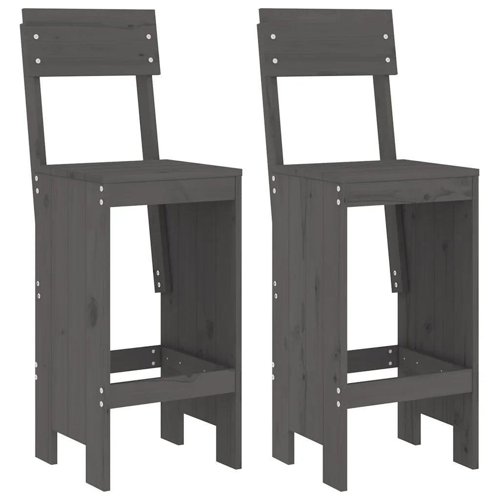 Set Bar da Giardino 3 pz | Set Salotto da Giardino Grigio in Legno Massello di Pino