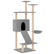 Tiragraffi per gatti torre per arrampicata giocattolo piattaforma per arrampicata con tiragraffi in sisal leggero 153 cm grigio 02_0022577