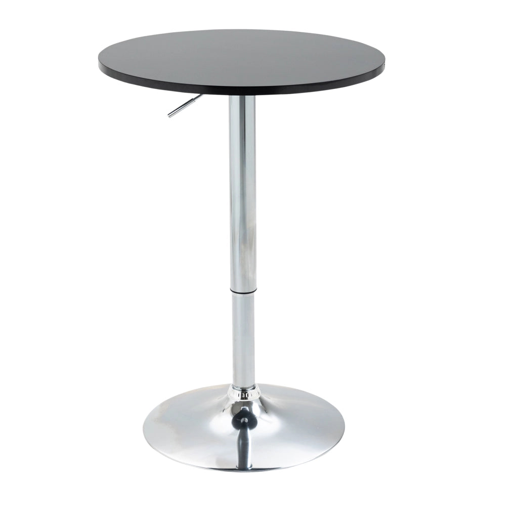 Tavolo da pranzo - bar rotondo - altezza regolabile - girevole - acciaio nero - Ø61x70-97 cm