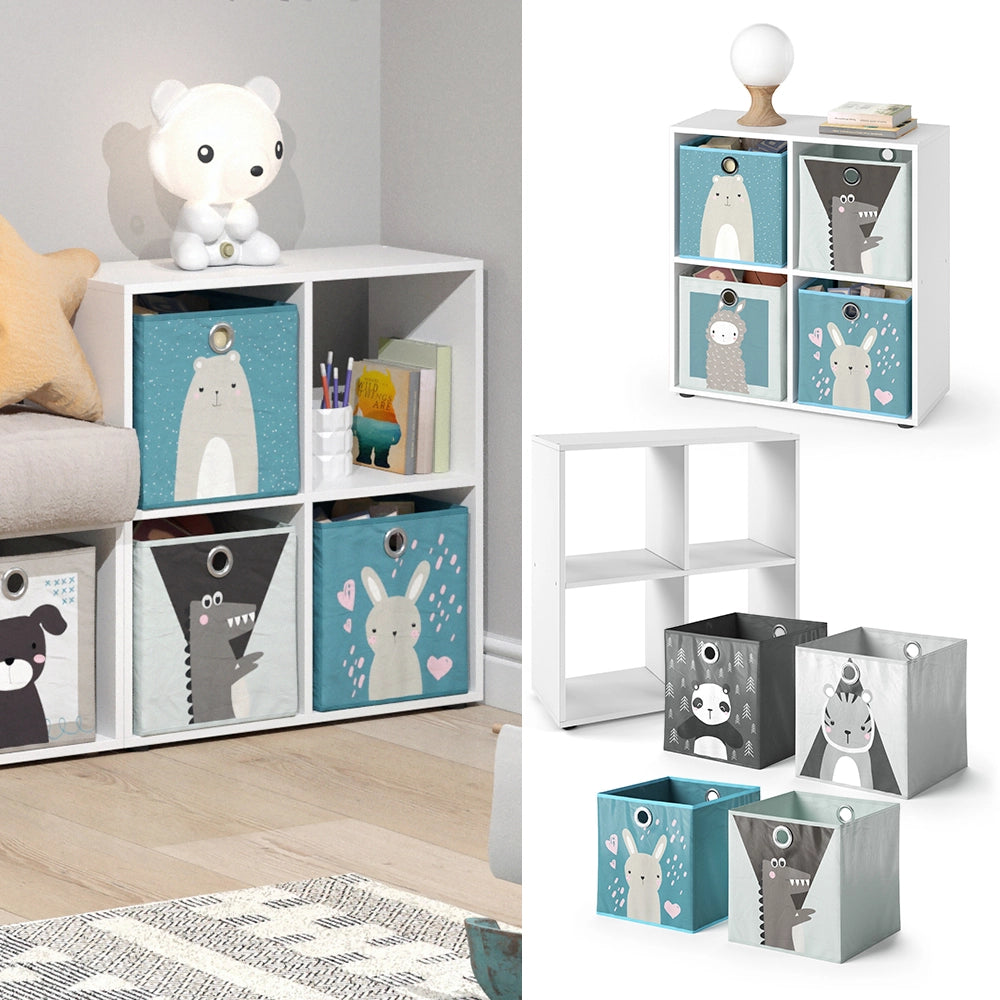 Vicco Libreria bambini Bianco 72.6 x 72 cm con 4 scatole pieghevoli