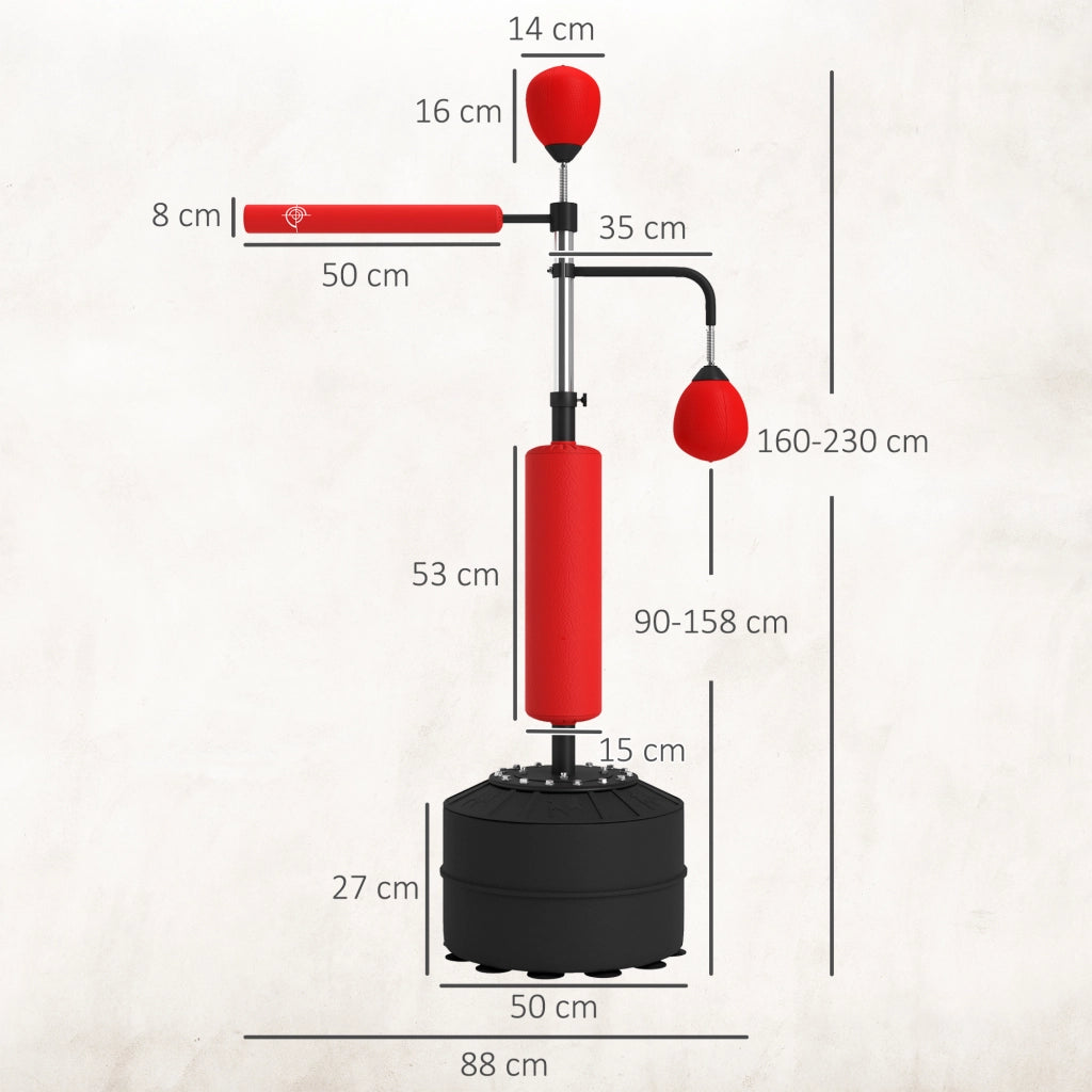Box sacco da boxe regolabile in altezza ¨C zephmum ¨C 160-230 cm, rosso