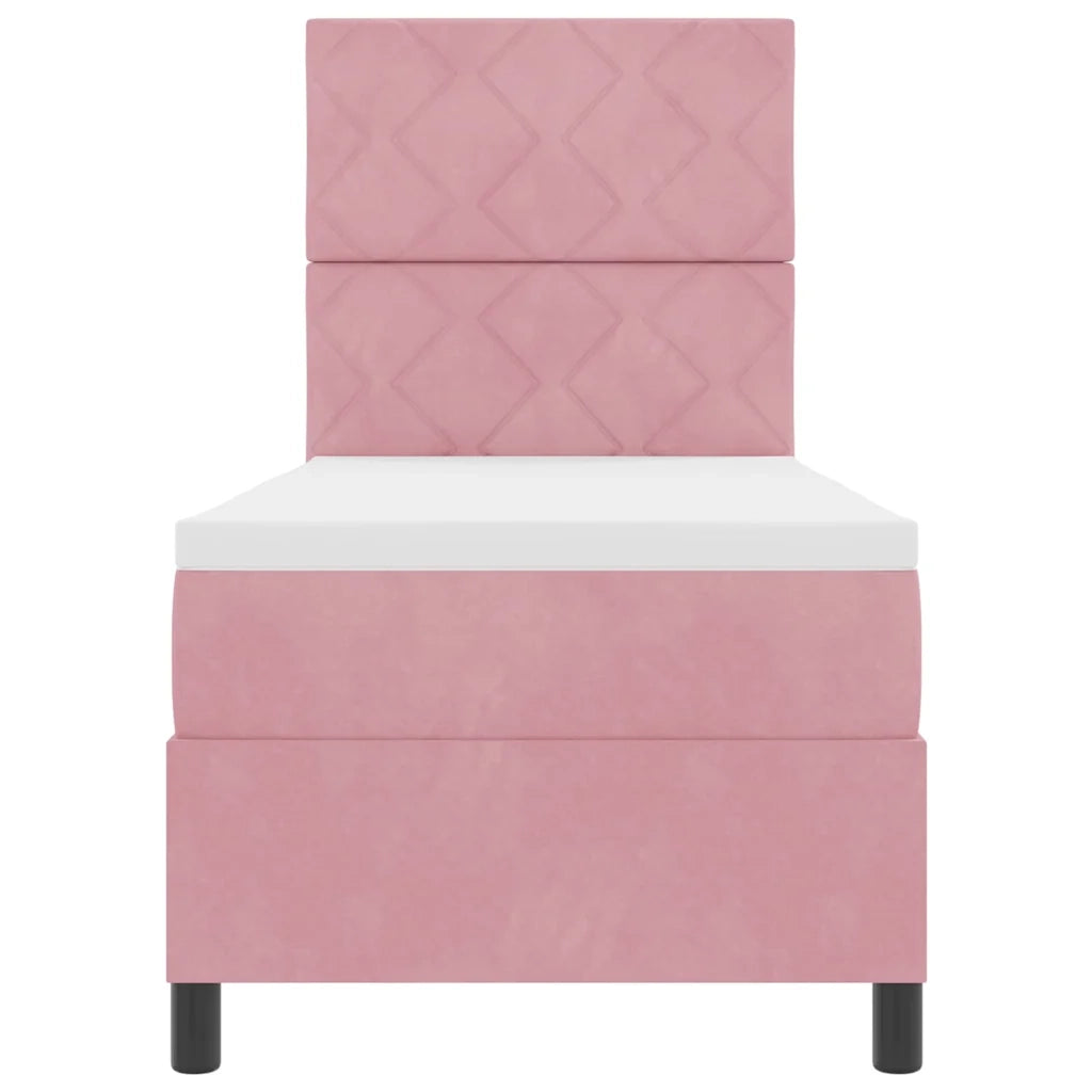Letto a molle con materasso Rosa 80 x 200 cm Velluto 3339865