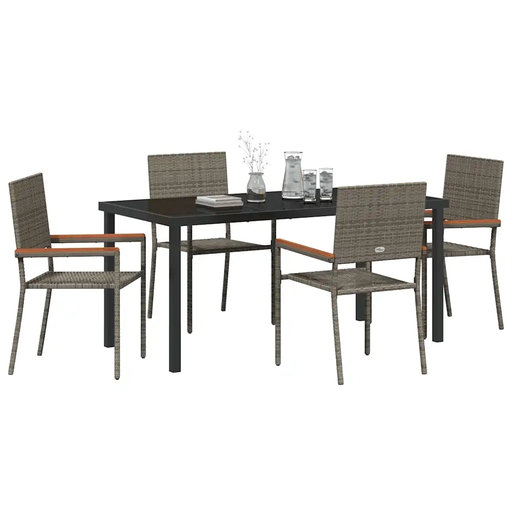 Set da Pranzo per Giardino con cuscino 5 pcs Grigio polyrattan 3379712