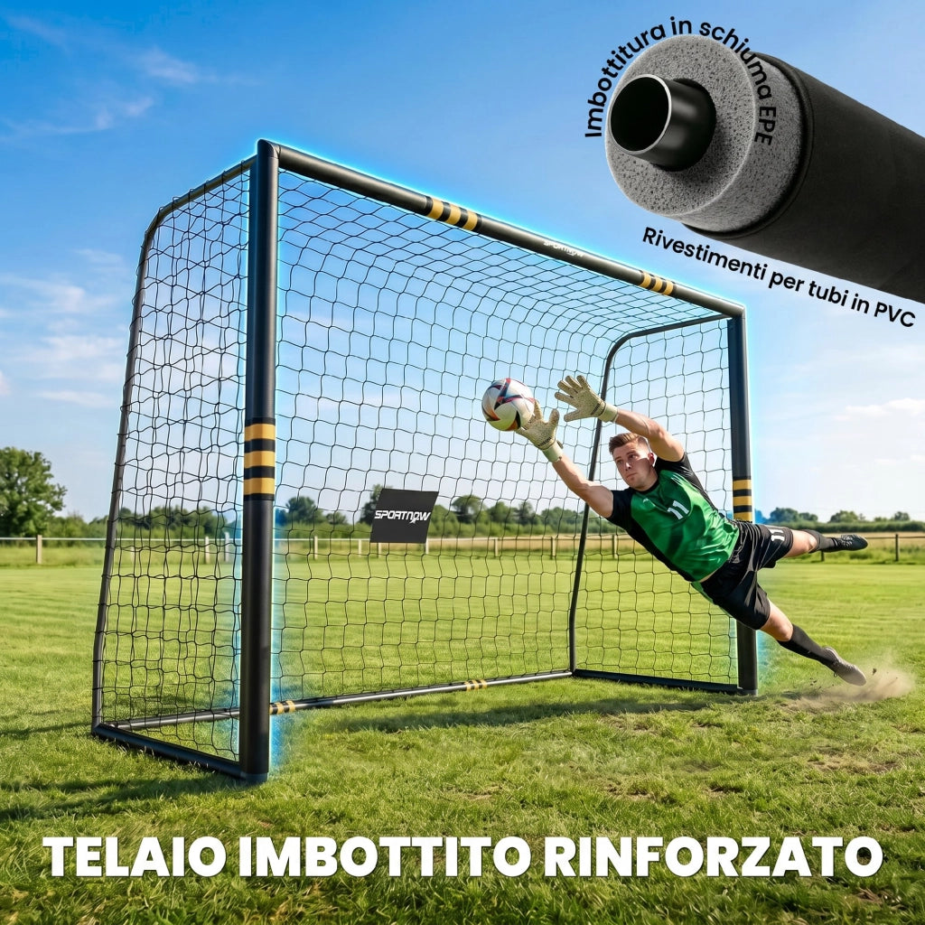 Porta da Calcio 3x1,2x2 m con Rete e Imbottitura in EPE Giallo