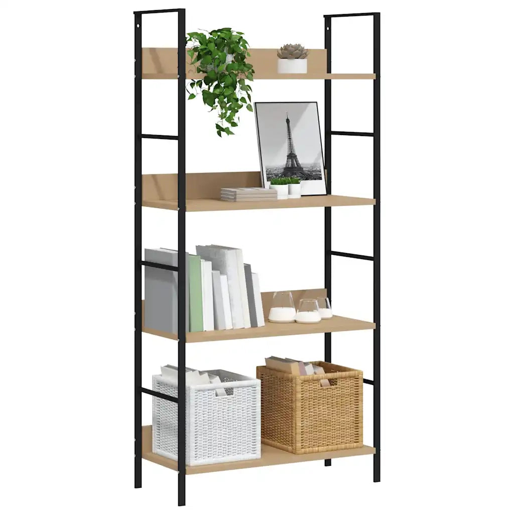 Libreria a 4 Ripiani Rovere 60x27,6x124,5 cm in Truciolato cod mxl 11845