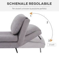 Poltrona Letto 2 in 1 Singola, Schienale Regolabile su 3 Livelli e Imbottito, Struttura in Legno e Acciaio