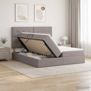 Letto con Contenitore con testiera Tortora 200 x 200 cm Tessuto 3459798