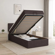 Letto ottomano con materasso Marrone Scuro 90 x 190 cm Tessuto 3456208