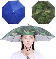 Parasole per pescatori con cinturino elastico, set da 2, cappello pieghevole, nero, 69cm
