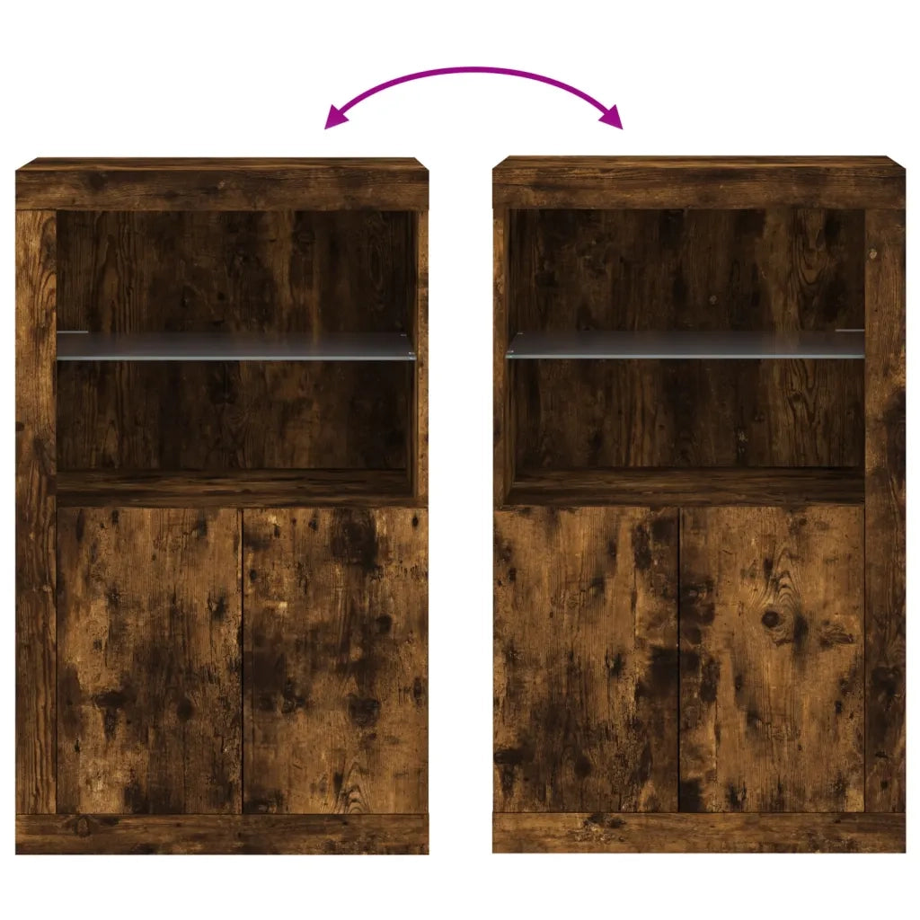 Armadietto con Luci LED Rovere Fumo in Legno Multistrato 836627