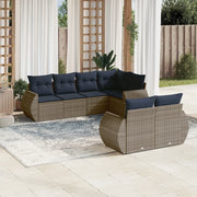 Set Divani da Giardino 7 pz con Cuscini Grigio in Polyrattan 3221610