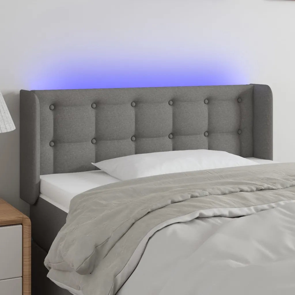 Testiera a LED-Testata con LED Grigio Scuro 103x16x78/88 cm in Tessuto 188804