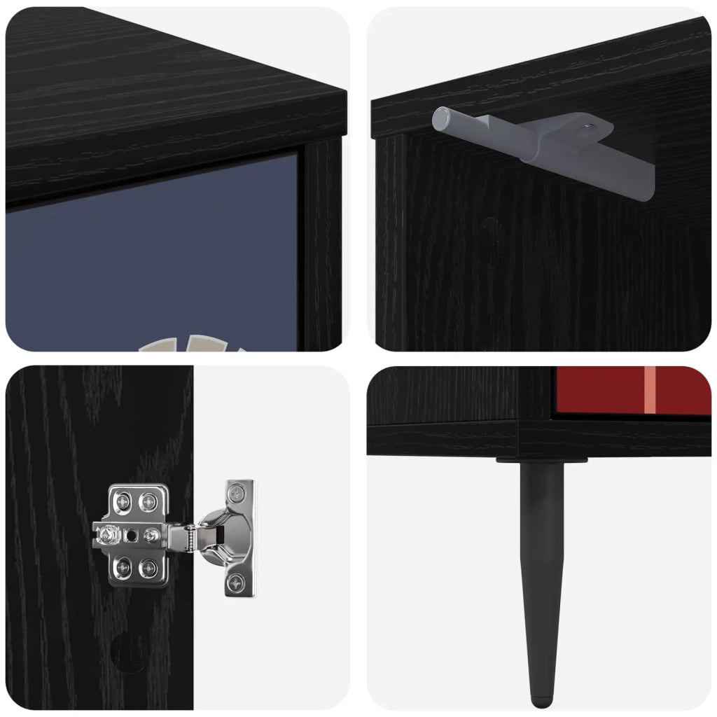 Armadio da Notte ESSEN Rovere Nero 36 x 33 x 51 cm 8007255