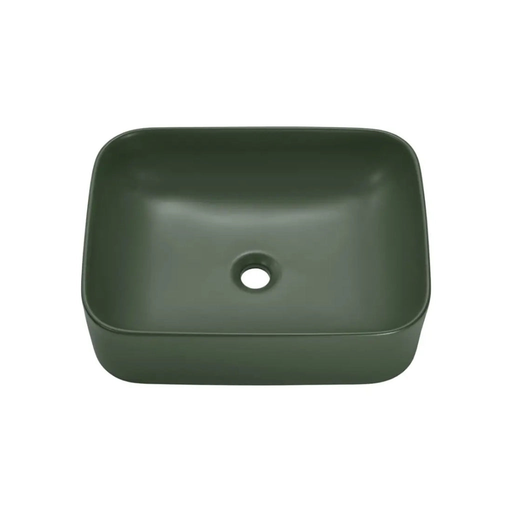 Lavabo rettangolare da appoggio 50 cm verde opaco bagno