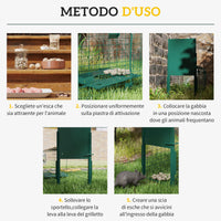 Gabbia Trappola per Animali Piccoli 100x25x28 cm conPorta e Maniglia in Acciaio Verde Scuro