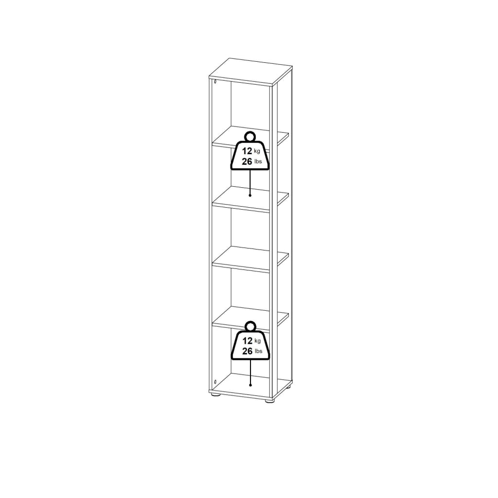 Libreria Baaz, Scaffale da ufficio, Mobile portalibri, Biblioteca, 41x34 h205 cm, Rovere e Bianco