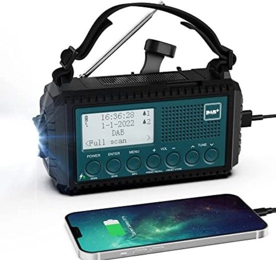 Radio a Batteria per Emergenze - Radio a Mano - Radio a Batterie - Radio a Energia Solare - Blu
