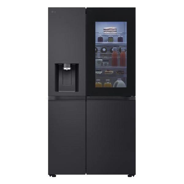 Lg instaview gsxe91evad frigorifero side-by-side door-in-door, classe d, 628l, wi-fi, senza allaccio, uvnano, black steel - 8806096031452