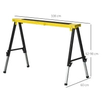 DURHAND Set 2 Cavalletti da Lavoro Pieghevoli e Portatili con Piano di Lavoro Antiscivolo Giallo e Nero, per Fai da Te