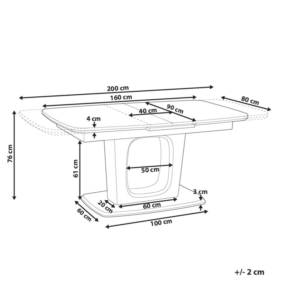 Tavolo da pranzo MDF beige chiaro 160/200 x 90 cm Allungabile Rettangolare Moderno Sala da pranzo Cucina