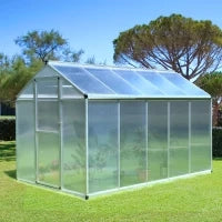Serra da Giardino 3 x 2 m in Alluminio e Policarbonato, Area 5.5 m², con Fondazione, Finestra e Serratura, Trasparente