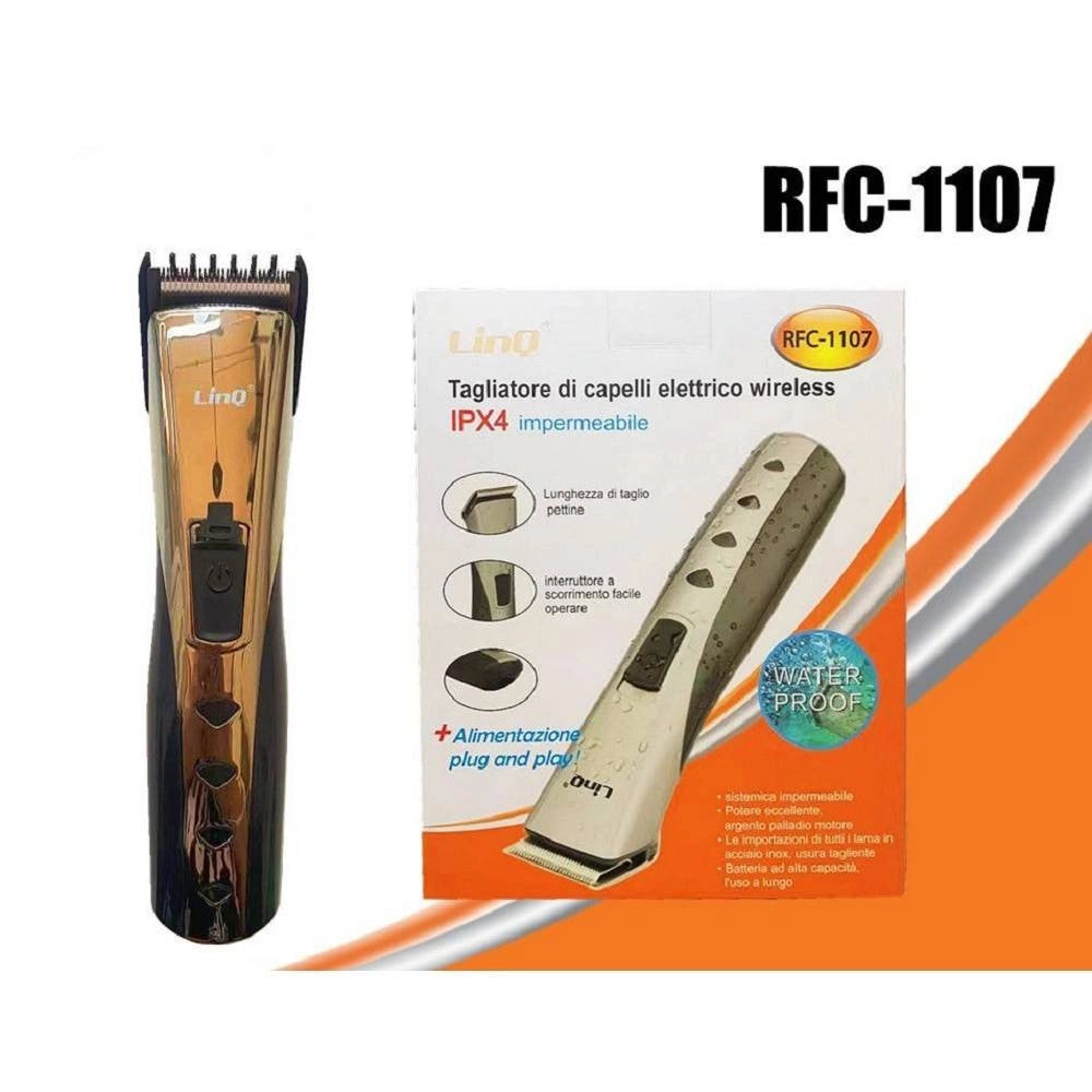 Trade Shop - Rasoio Elettrico Taglia Capelli Regola Barba Impermeabile Ricaricabile Rfc-1107 -