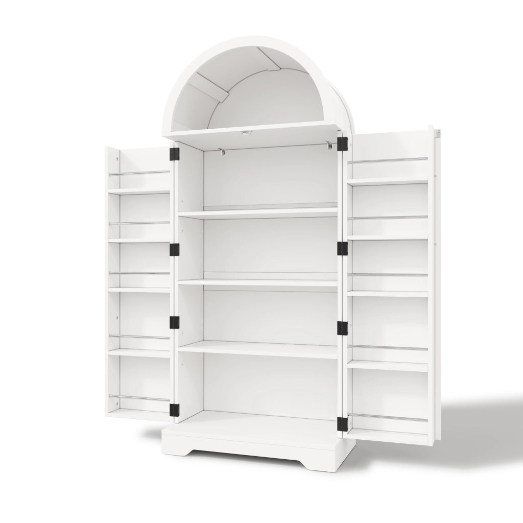 Credenza alta con 3 ripiani e 5 vani - per cucina e soggiorno - 70×40×165 cm - bianco