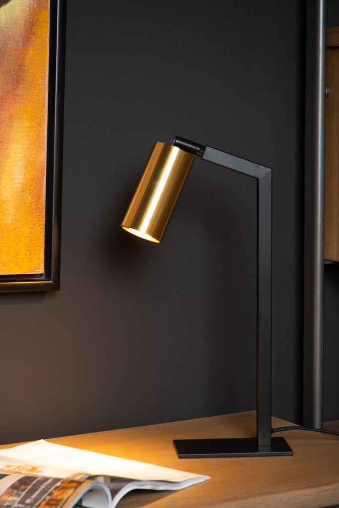 Lampada da scrivania spot nero oro GU10 Sybil Lucide