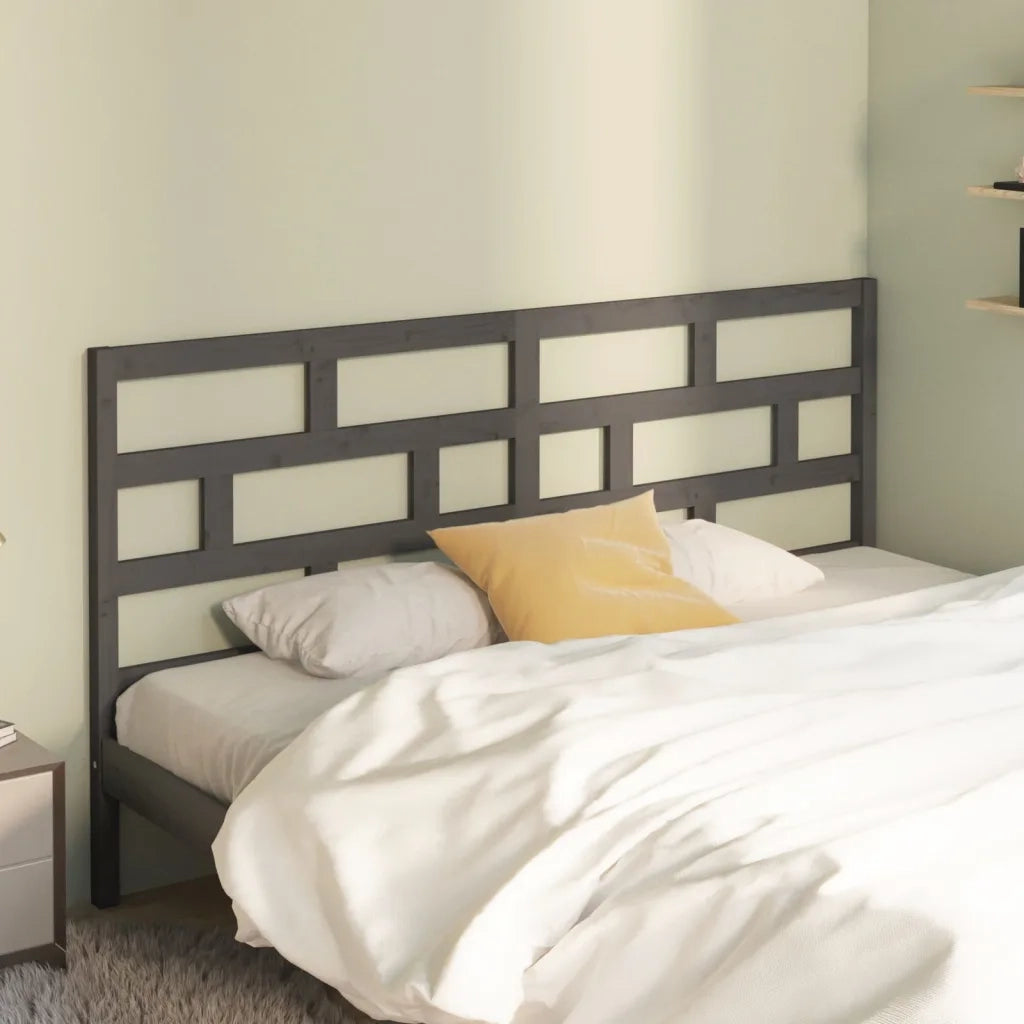 Testiera | Testata per Letto Grigia 186x4x100cm in Legno Massello di Pino