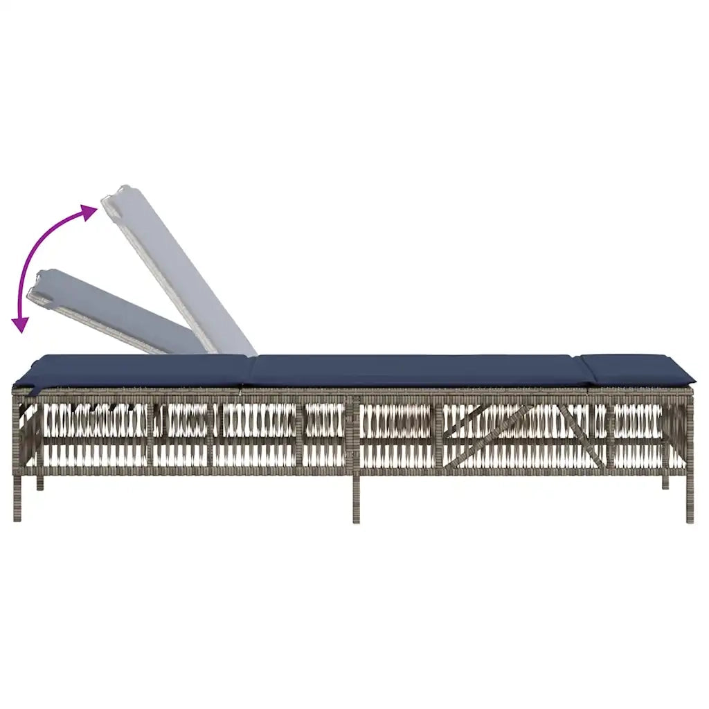Lettini prendisole 2 pz con Tavolino in Polyrattan Grigio 4002752