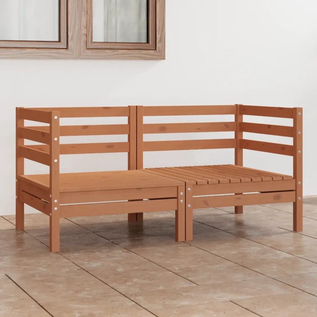 Divano da Giardino 2 Posti Marrone Ambra Legno Massello di Pino 3082390