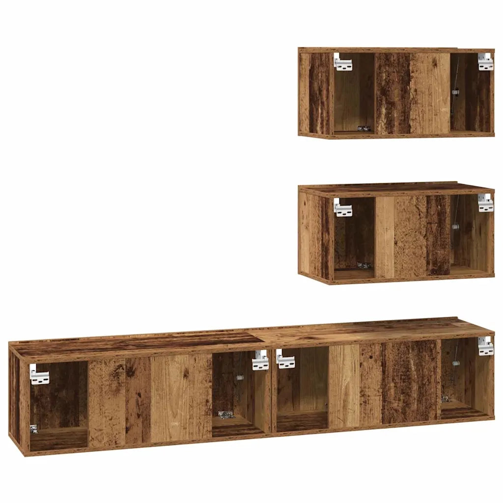 vidaXL Set mobile TV 4 pcs Legno vecchio 80 x 30 x 30 cm