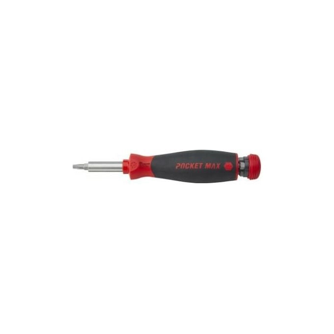 Wiha SB3803050 PocketMax Giravite con Portainserti Magnetico 8 Pezzi 1-4'' con Inserti A Taglio Phillips Pozidriv TORX colore Nero