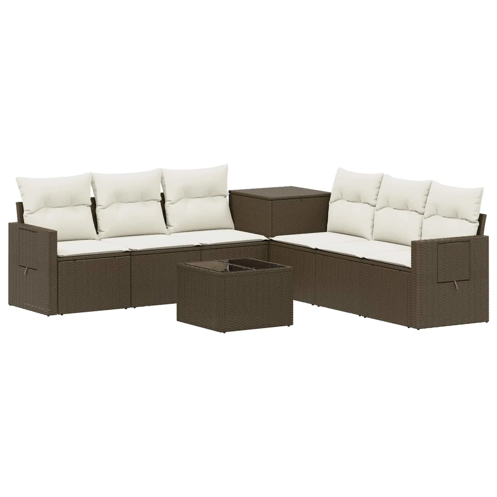 Set di divani 8 pz Marrone e Bianco Crema 3448380