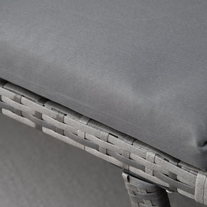 Divano da Giardino 2 Posti con Imbottitura e Braccioli Ribaltabili 129x63x67 cm in Rattan Grigio