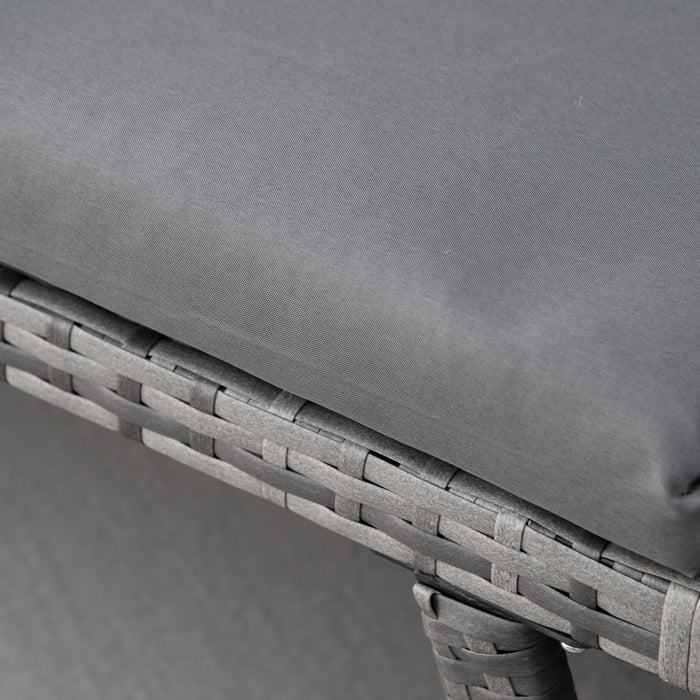 Divano da Giardino 2 Posti con Imbottitura e Braccioli Ribaltabili 129x63x67 cm in Rattan Grigio