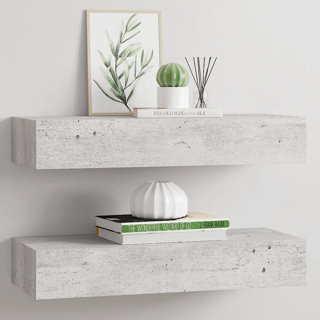 Scaffali con Cassetti 2 pz Grigio Cemento 60x23,5x10 cm in MDF 330266