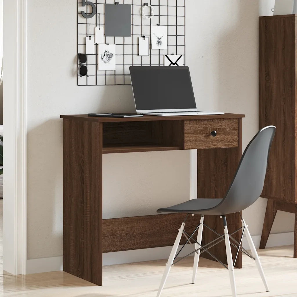 Scrivania Rovere Marrone 80x40x75 cm in Legno Multistrato 860478