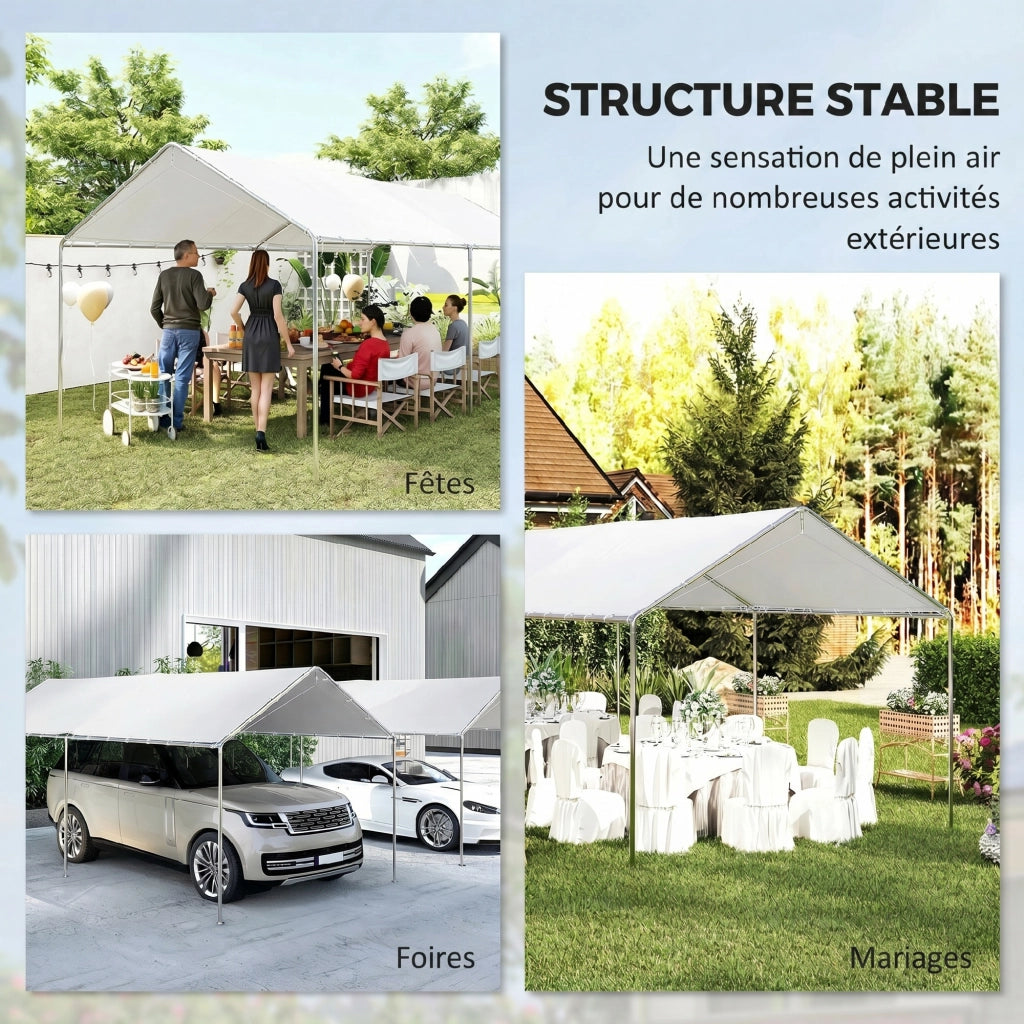 Carport per auto 6x3m ¨C zephmum ¨C acciaio galvanizzato bianco