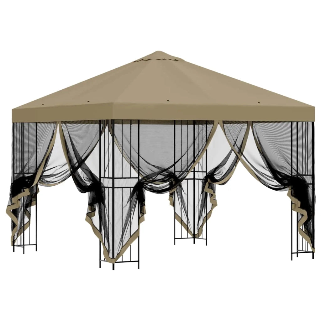 Gazebo | Pergolato da giardino con pareti laterali 3 x 3 m Beige